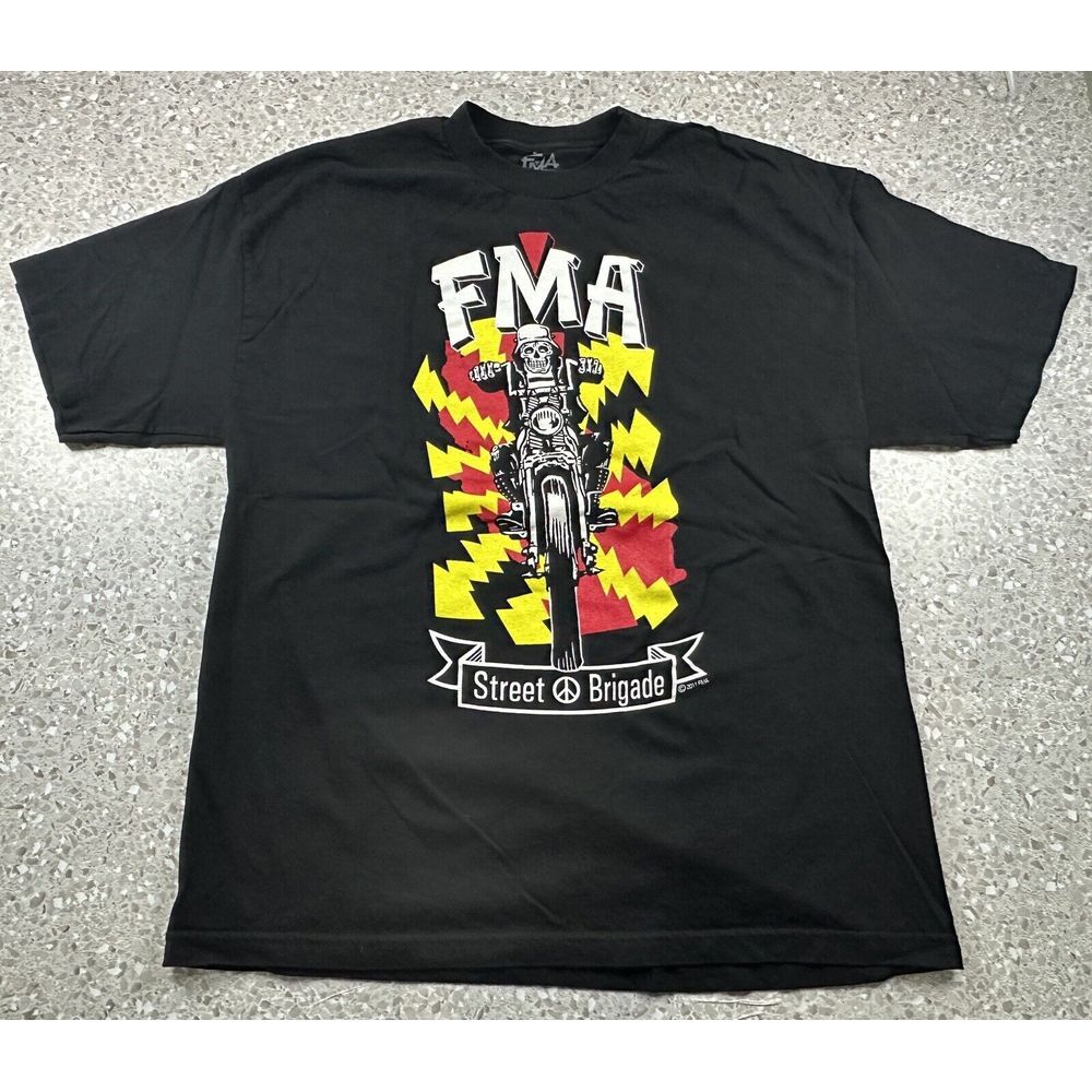 Skeleton Motorcycle Shirt Mens XL Black‎ Short Sleeve FMA Street Brigade